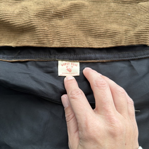 Gypsy Rose Y2K Grateful Dead Brown Corduroy Embroidered Messenger Tote Bag - Picture 3 of 5